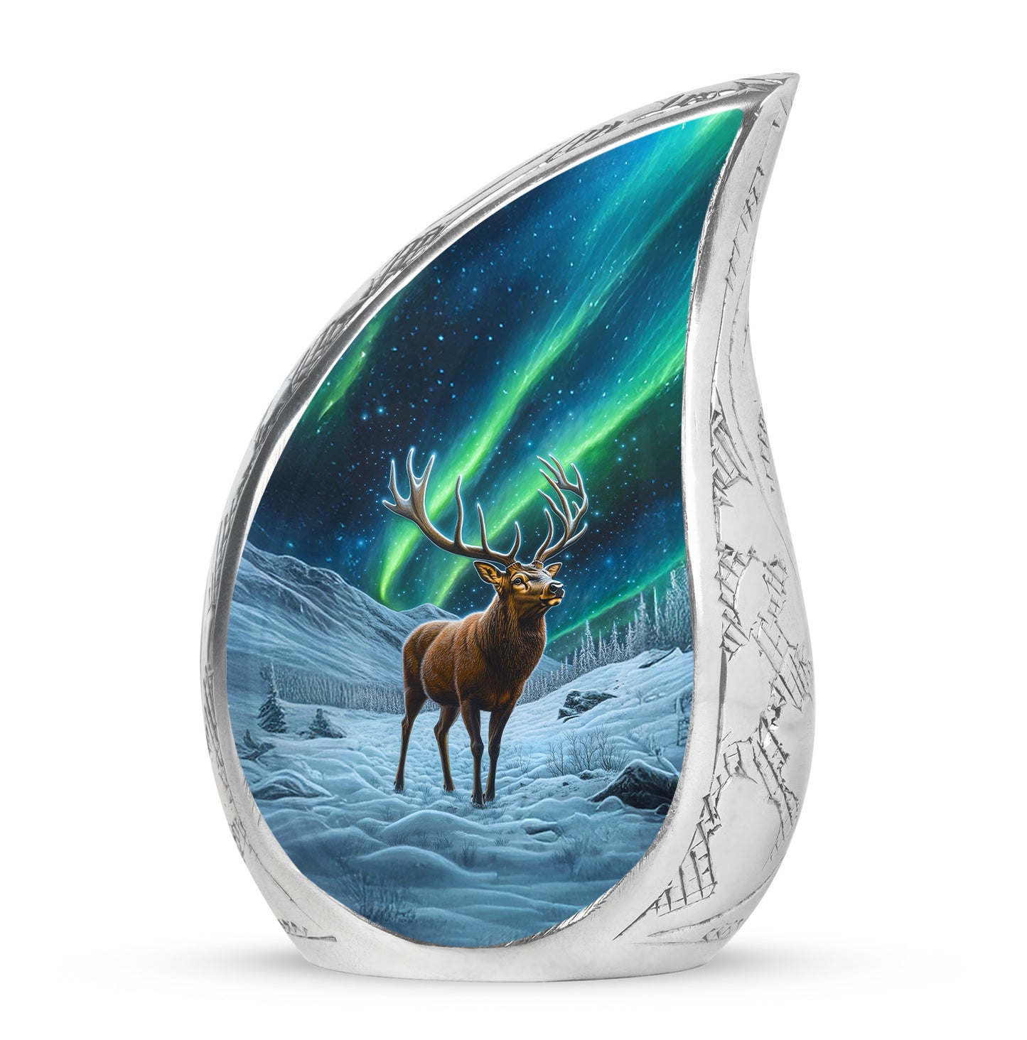 Black Treasured Deer Cremation Urns for Human Ashes - 10-inch, 200 cu in - Yatskia