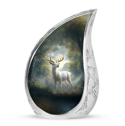 Graceful Black Deer Memorial Urn for Human Ashes - 10-inch, 200 cu in - Yatskia