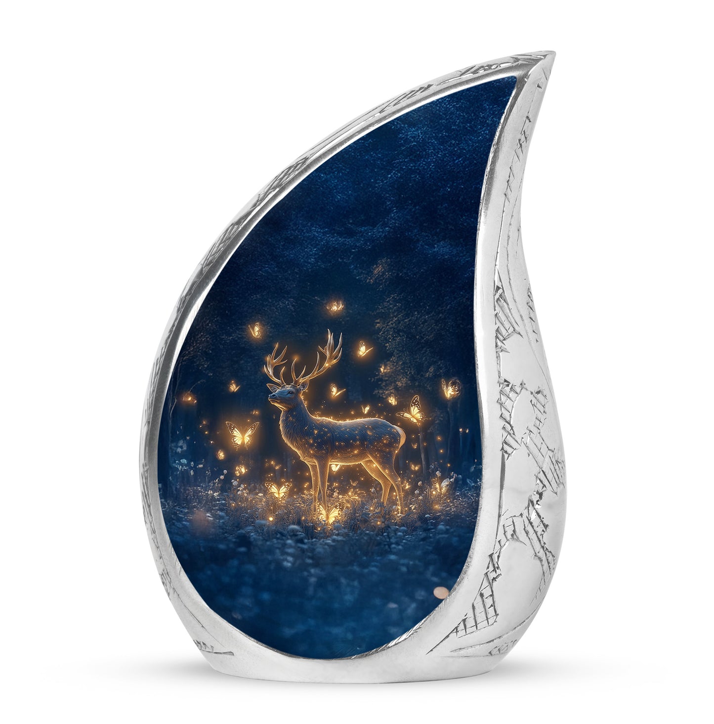 Blue Beloved Deer Cremation Urns for Human Ashes - 10-inch, 200 cu in - Yatskia