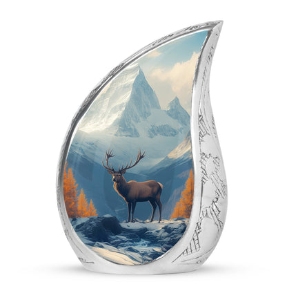 Graceful Blue Deer Testament Urn for Human Ashes - 10-inch, 200 cu in - Yatskia