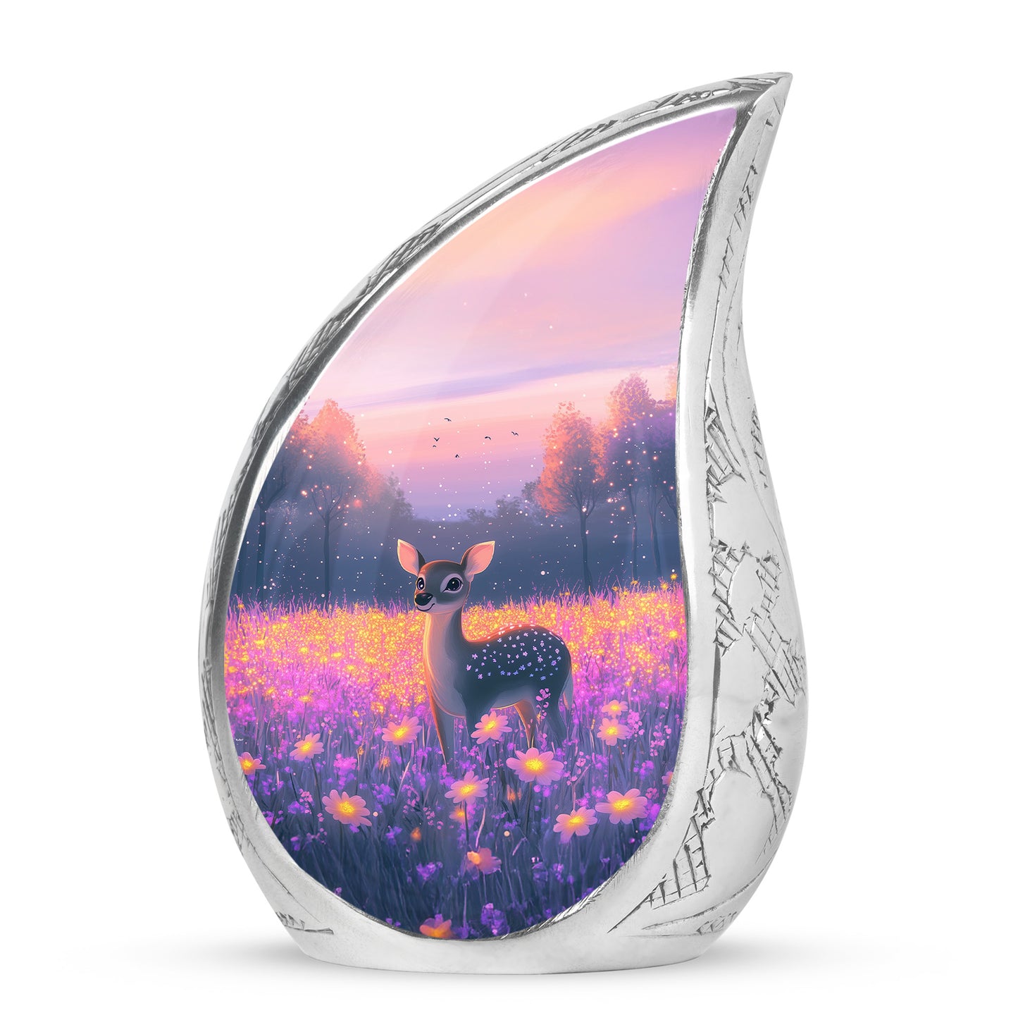 Stunning Pink Deer Homage Urn for Human Ashes - 10-inch, 200 cu in - Yatskia