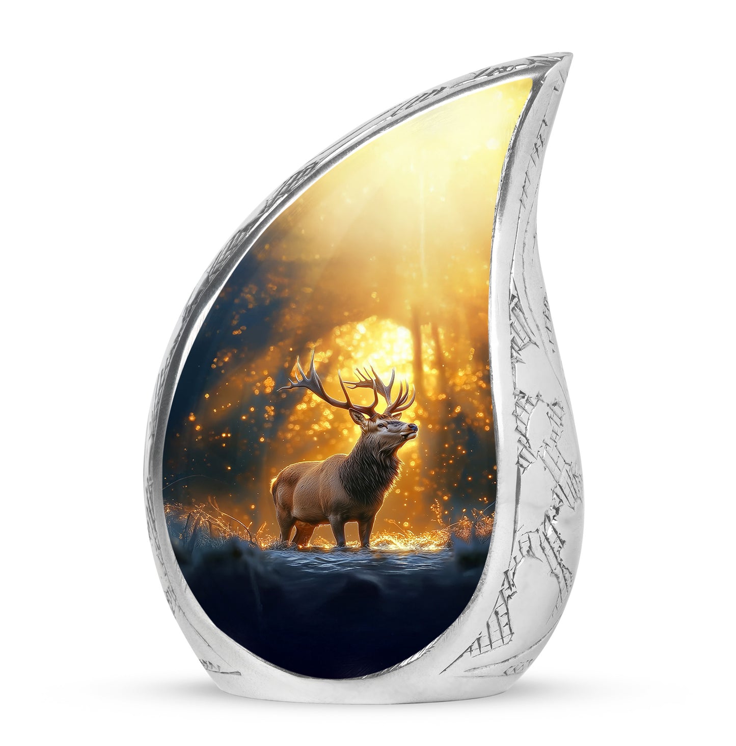Gold Deer Sanctuary Cremation Urns for Human Ashes - 10-inch, 200 cu in - Yatskia