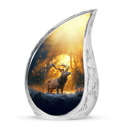 Gold Deer Sanctuary Cremation Urns for Human Ashes - 10-inch, 200 cu in - Yatskia