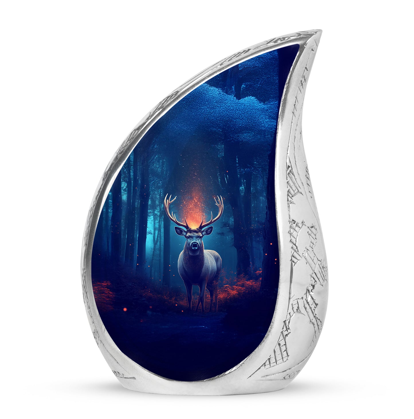 Personalized Deer Cremation Urns - Eminent Blue 10-inch, 200 cu in - Yatskia