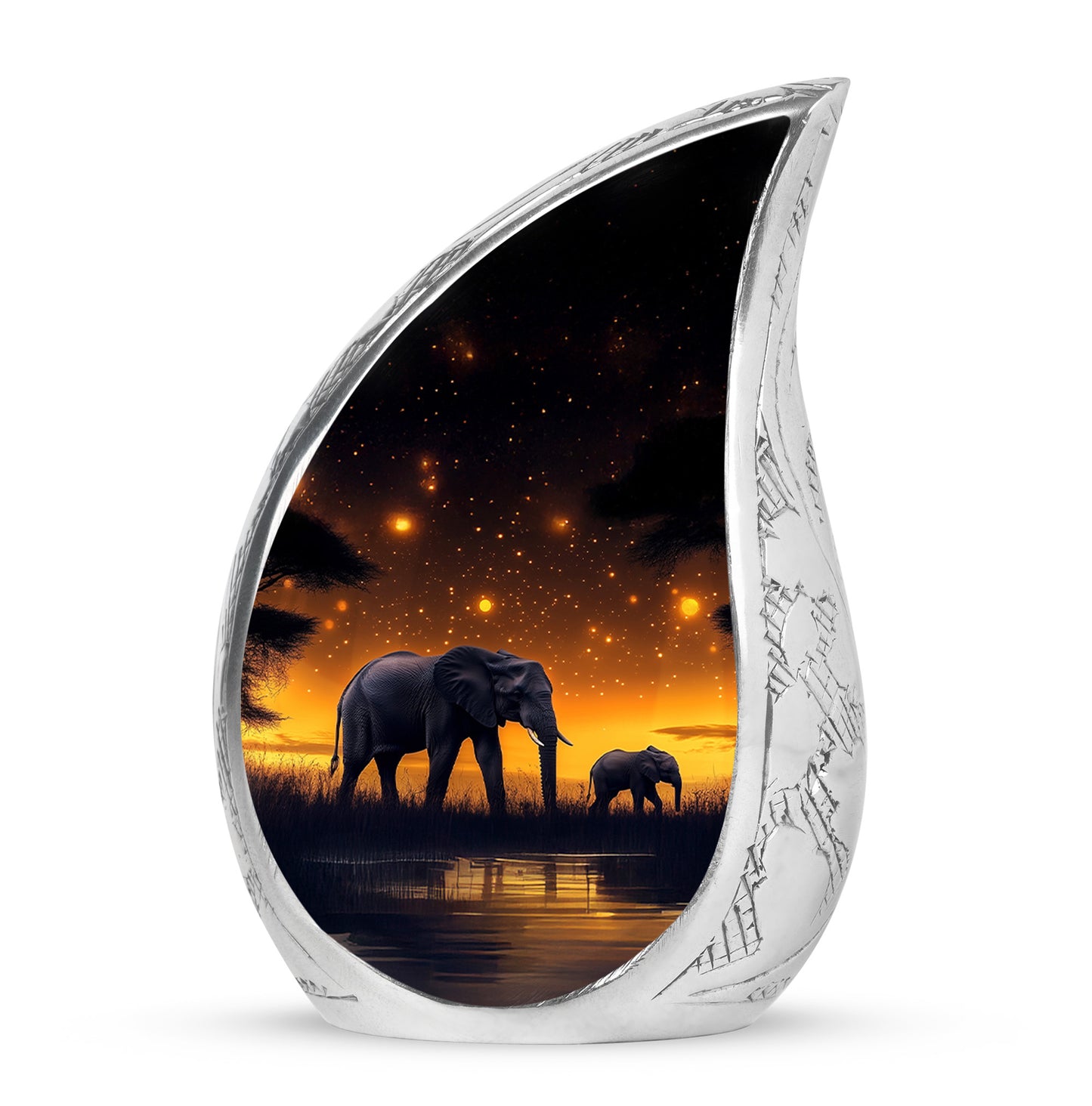 Personalized Black Elephant Cremation Urns for Ashes - Peaceful 10-inch - Yatskia