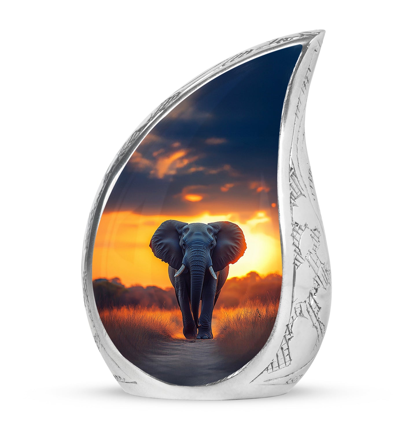Resplendent Blue Elephant Cremation Urn for Ashes - 10-inch, 200 cu in - Yatskia