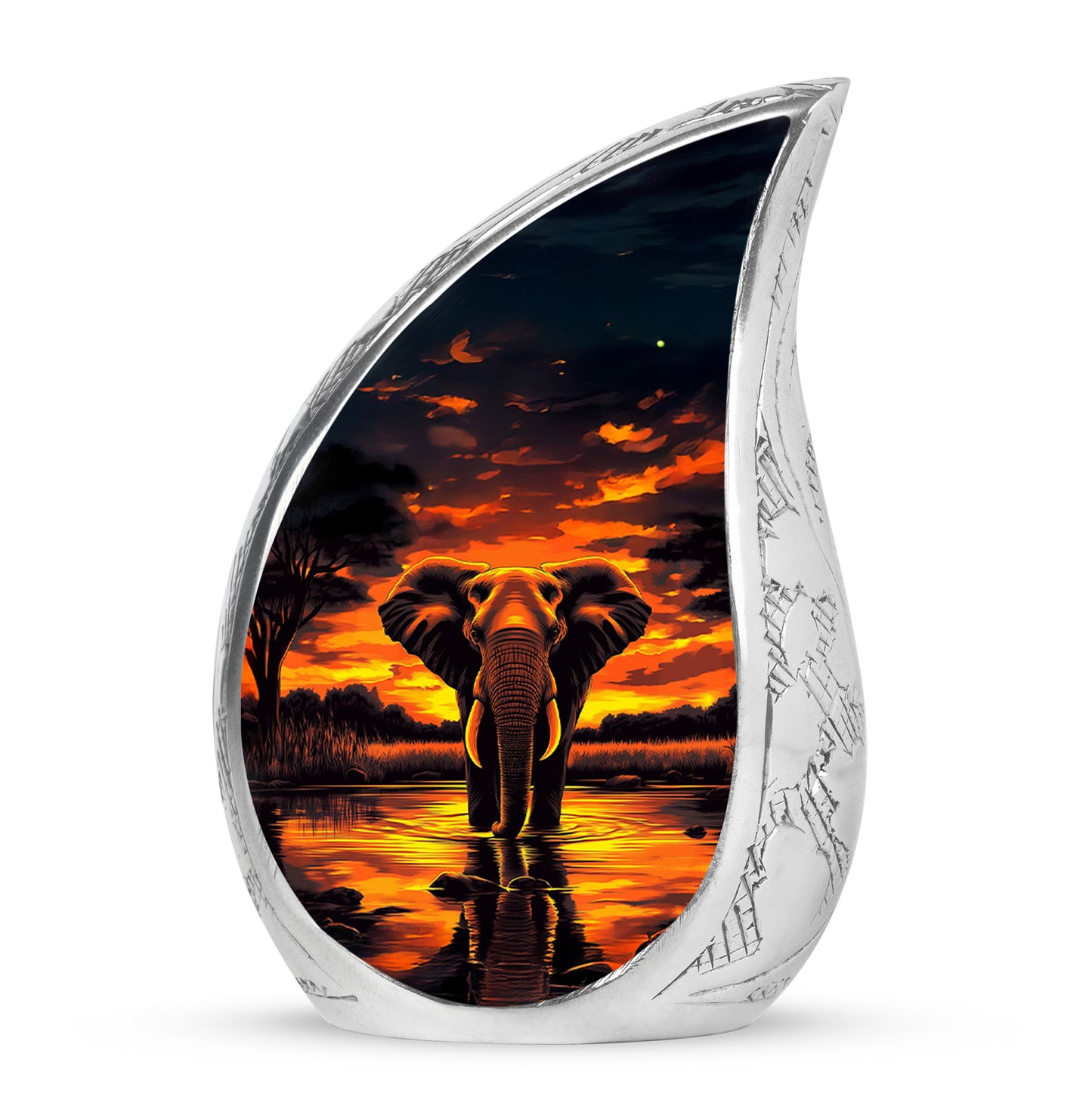 Black Treasured Elephant Cremation Urns for Human Ashes - 10-inch, 200 cu in - Yatskia