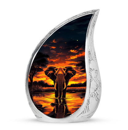 Black Treasured Elephant Cremation Urns for Human Ashes - 10-inch, 200 cu in - Yatskia