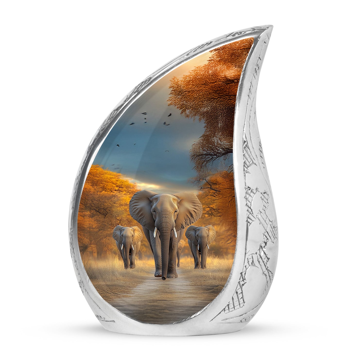 Personalized Elegant Elephant Cremation Urns - Blue 10-inch, 200 cu in - Yatskia