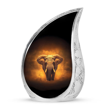 Black Treasured Elephant Cremation Urns for Human Ashes - 10-inch, 200 cu in - Yatskia
