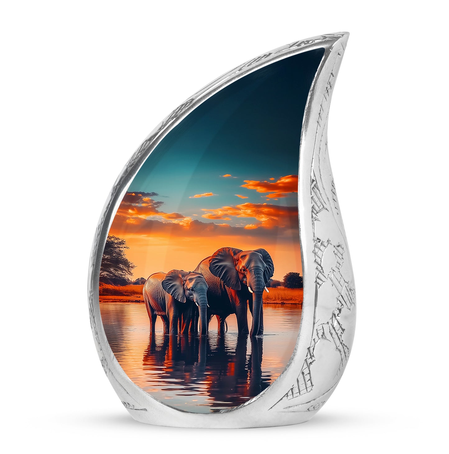 Teal Stately Elephant Cremation Urns for Human Ashes - 10-inch, 200 cu in - Yatskia