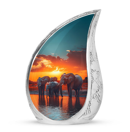 Everlasting Teal Elephant Solace Urn for Human Ashes - 10-inch, 200 cu in - Yatskia