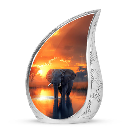 Personalized Elephant Cremation Urns - Tranquil Gold 10-inch, 200 cu in - Yatskia