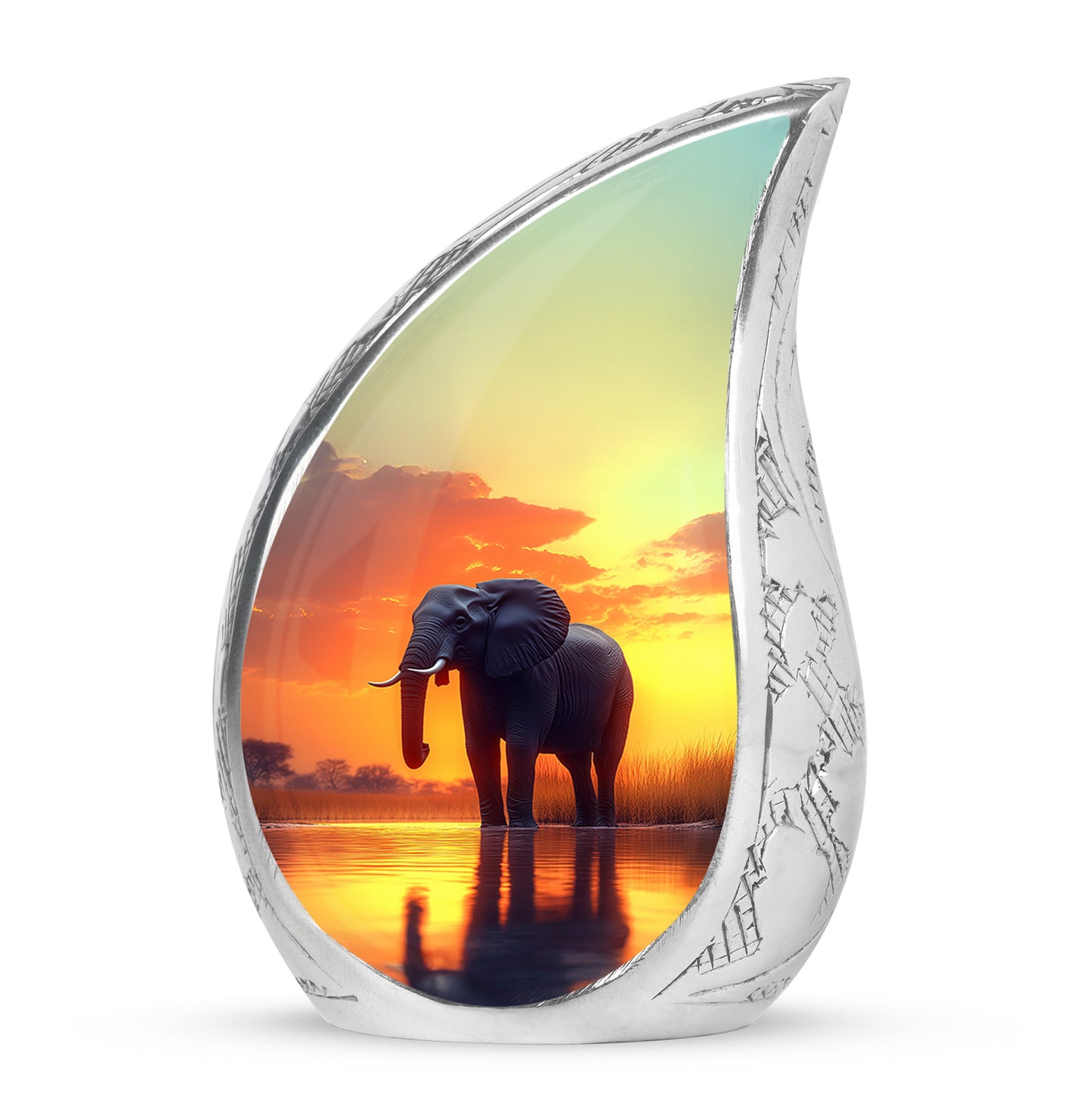 Personalized Elephant Cremation Urns - Wondrous Gold 10-inch, 200 cu in - Yatskia