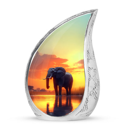 Personalized Elephant Cremation Urns - Wondrous Gold 10-inch, 200 cu in - Yatskia