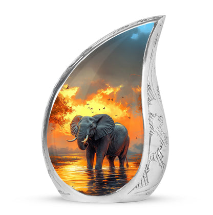Gold Comforting Elephant Memorial Urn for Ashes - 10-inch, 200 cu in - Yatskia