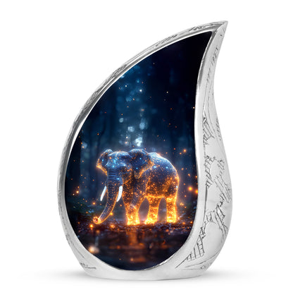 Graceful Blue Elephant Beacon Urn for Human Ashes - 10-inch, 200 cu in - Yatskia