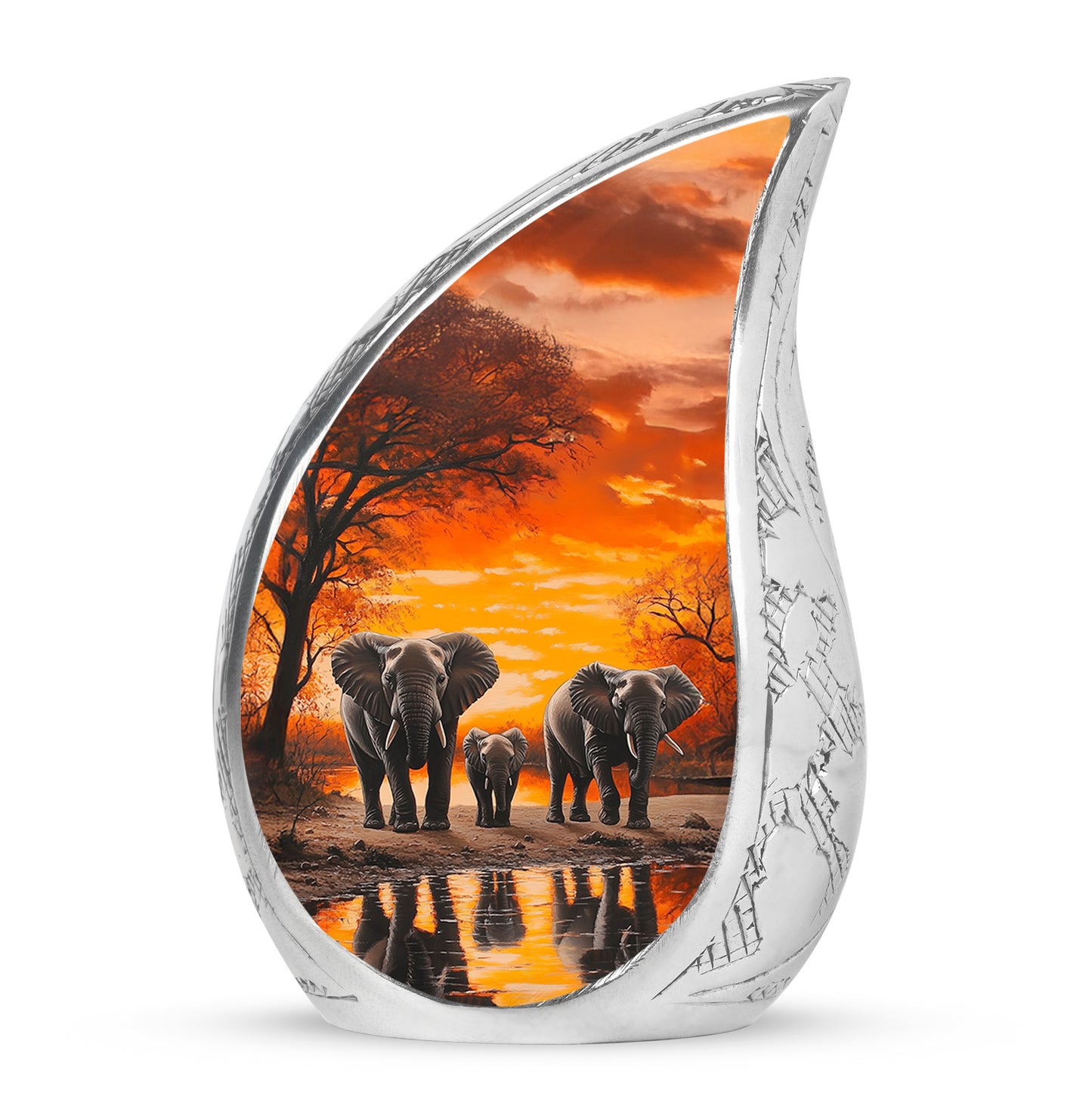 Graceful Gold Elephant Memorial Urn for Human Ashes - 10-inch, 200 cu in - Yatskia