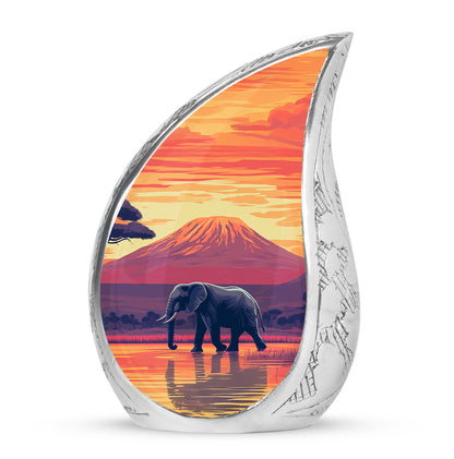 Gold Exquisite Elephant Memorial Urn for Ashes - 10-inch, 200 cu in - Yatskia