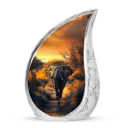 Personalized Gold Revered Elephant Cremation Urns for Human Ashes - 10-inch, 200 cu in - Yatskia