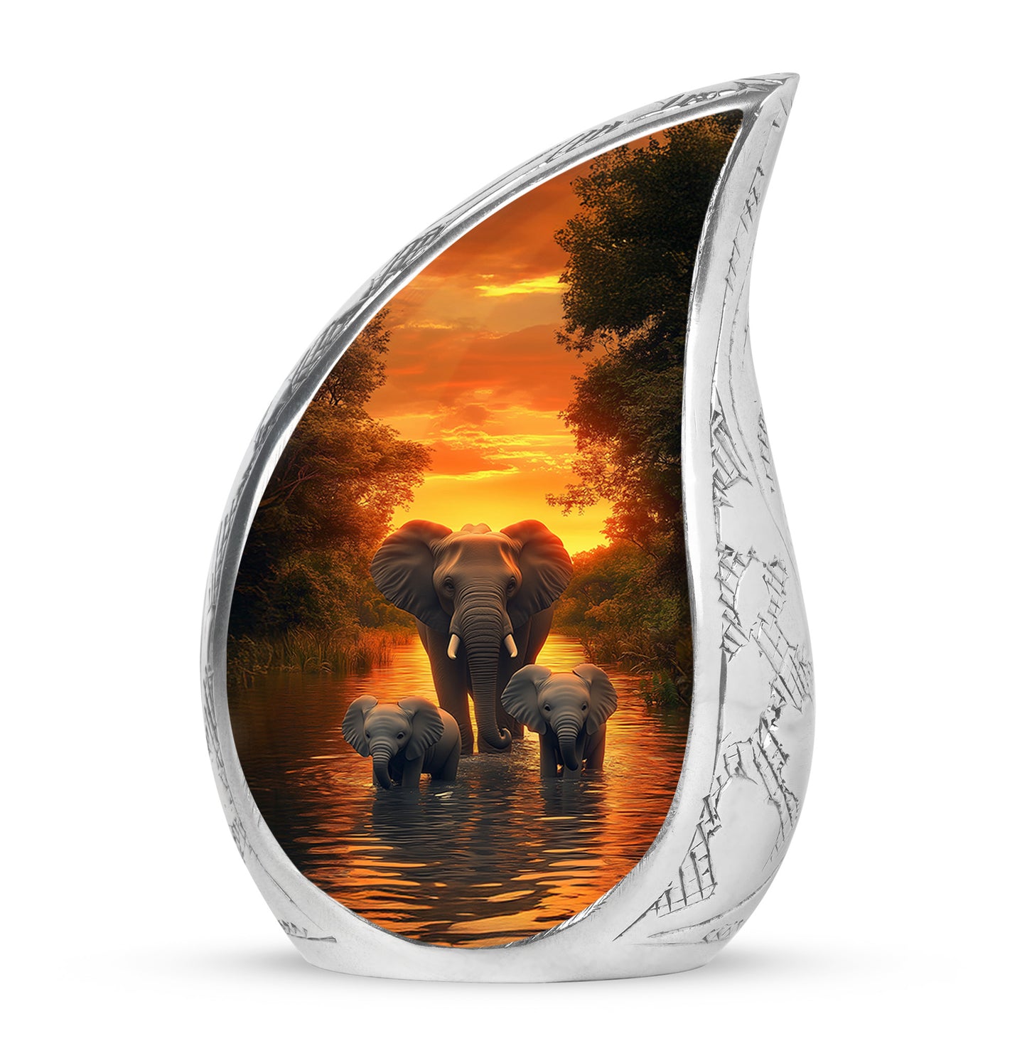 Gold Beloved Elephant Cremation Urns for Human Ashes - 10-inch, 200 cu in - Yatskia