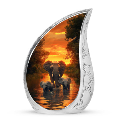 Gold Beloved Elephant Cremation Urns for Human Ashes - 10-inch, 200 cu in - Yatskia