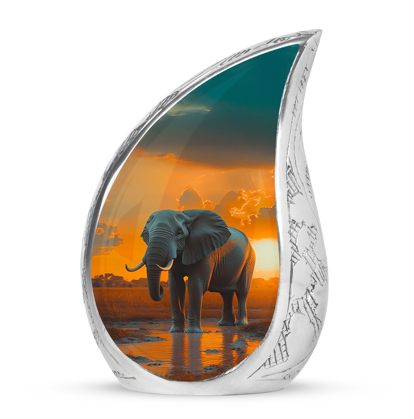 Gold Resounding Elephant Memorial Urn for Ashes - 10-inch, 200 cu in - Yatskia