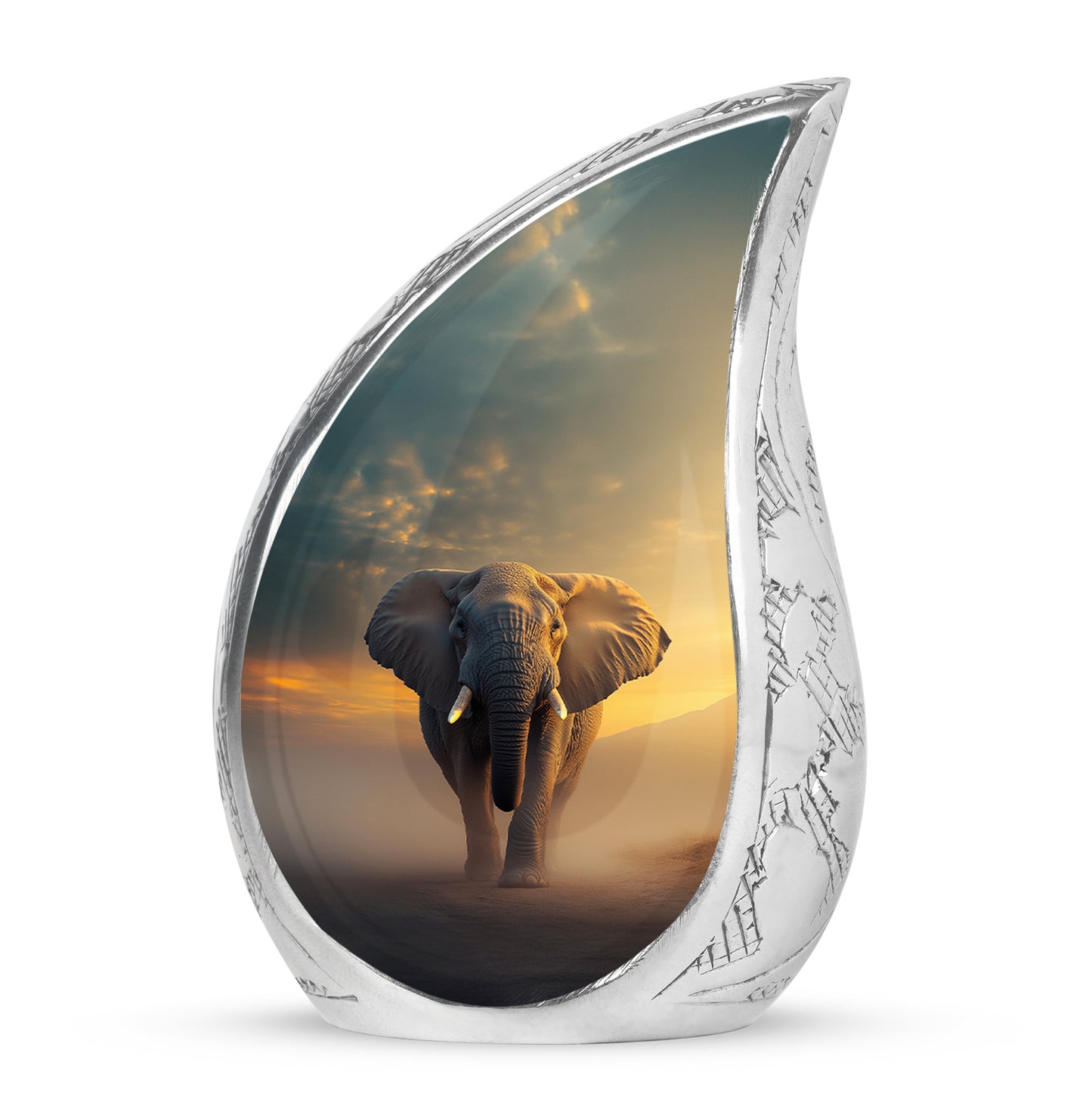 Personalized Elephant Cremation Urns - Tranquil Black 10-inch, 200 cu in - Yatskia