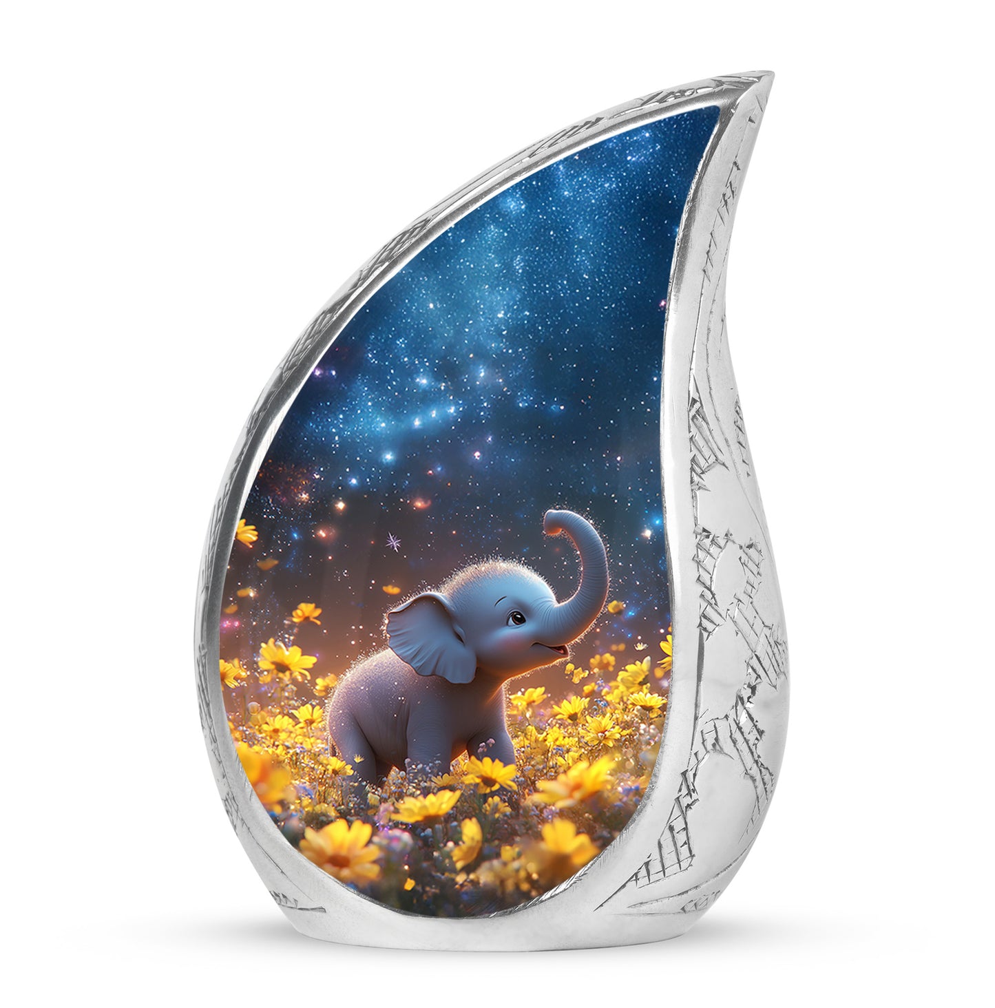 Personalized Elegant Elephant Cremation Urns - Blue 10-inch, 200 cu in - Yatskia