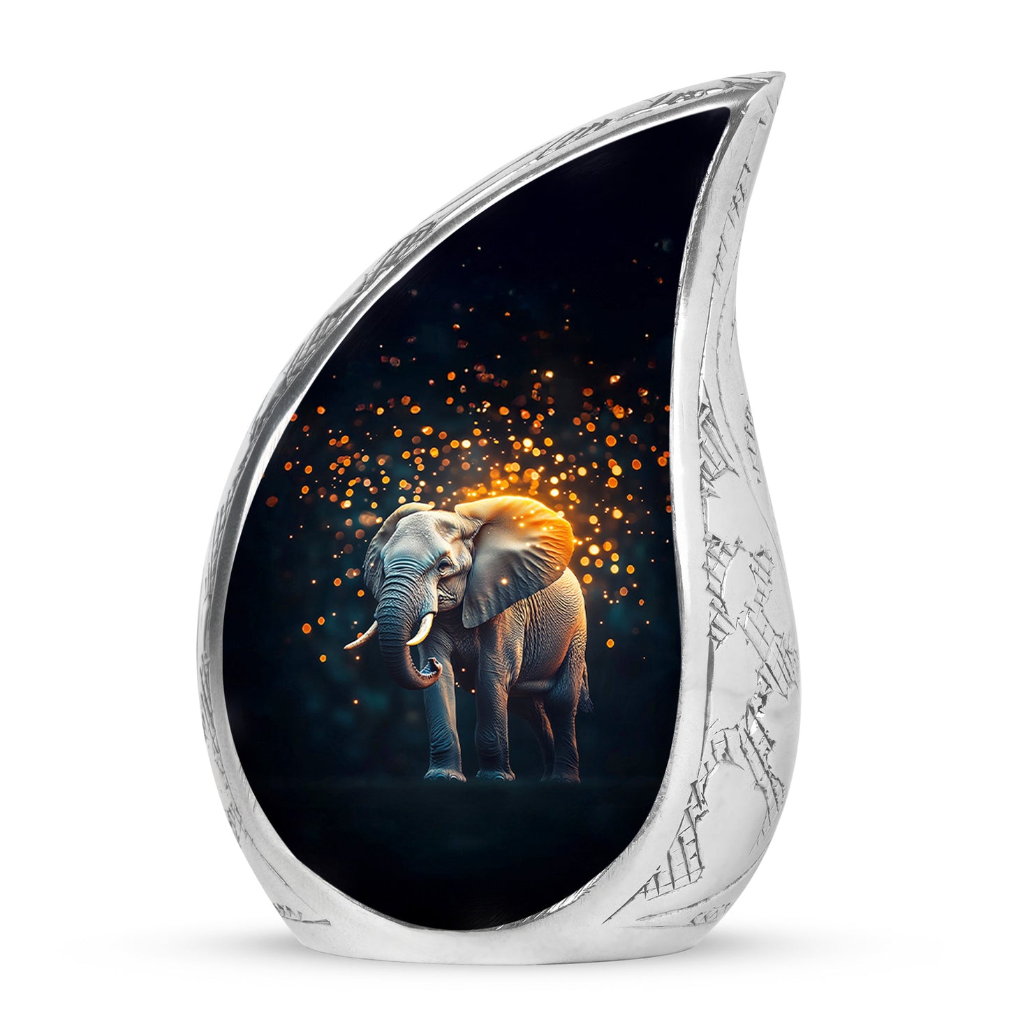 Personalized Black Elephant Cremation Urns for Ashes - Peaceful 10-inch - Yatskia