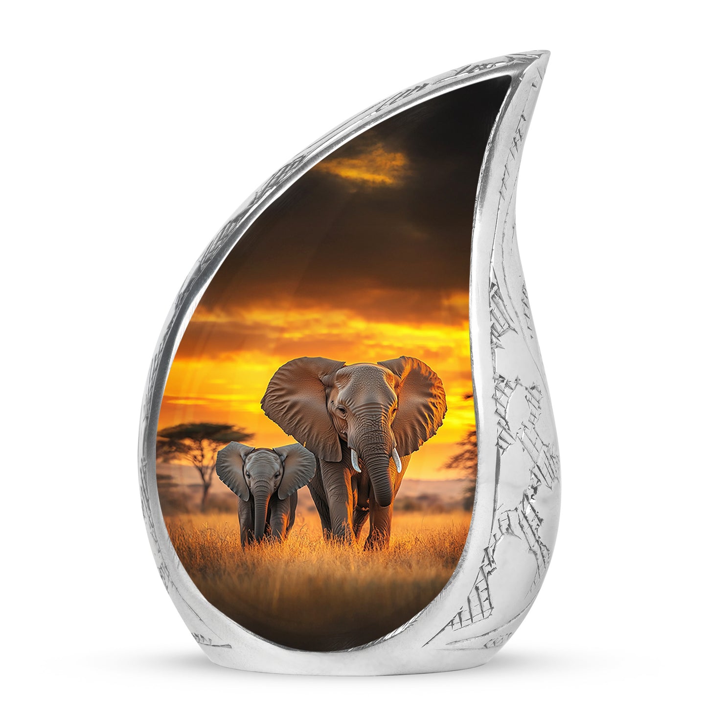 Gold Resounding Elephant Memorial Urn for Ashes - 10-inch, 200 cu in - Yatskia