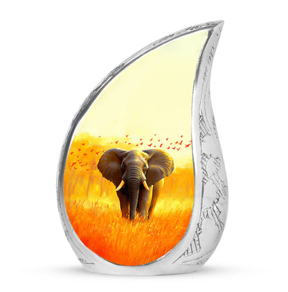 Personalized Elephant Cremation Urns - Tranquil Gold 10-inch, 200 cu in - Yatskia