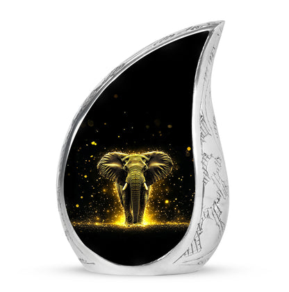 Lustrous Elephant Cremation Urns for Human Ashes - Black 10-inch - Yatskia
