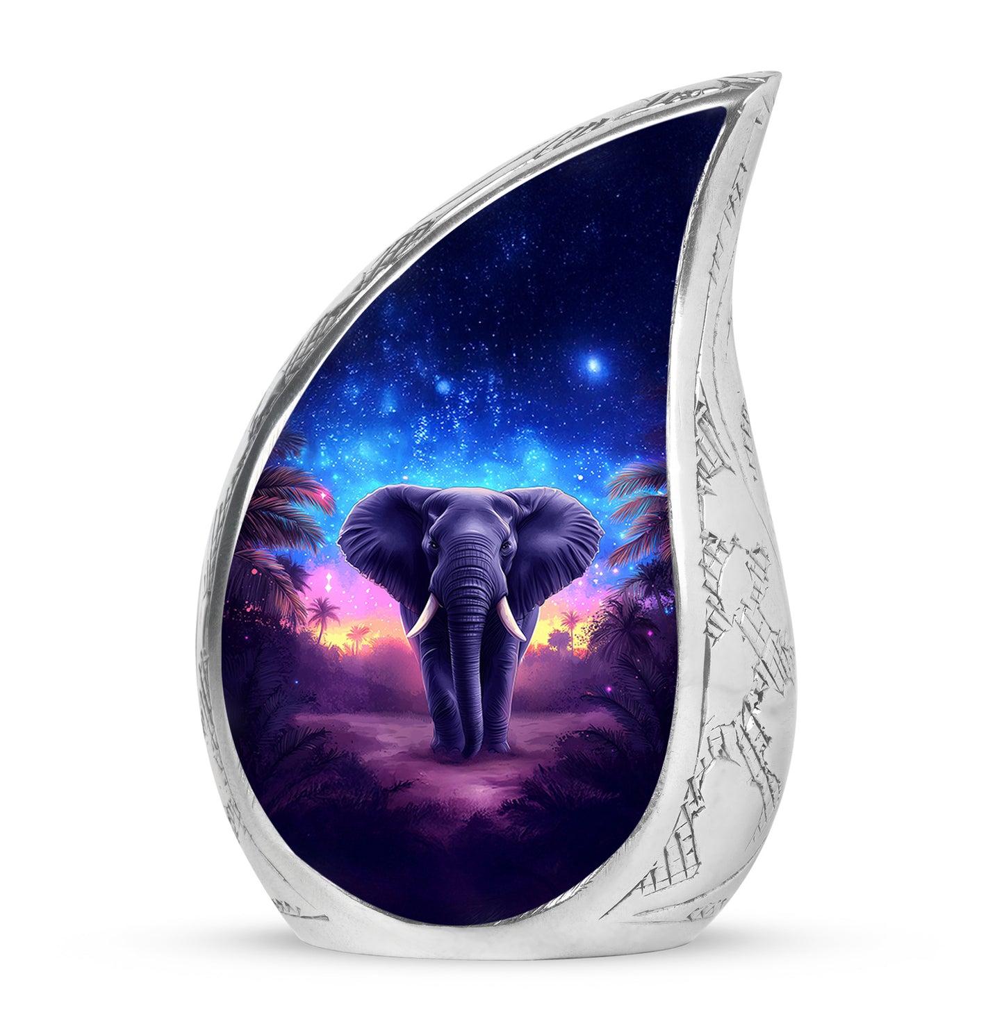 Blue Breathtaking Elephant Memorial Urn for Ashes - 10-inch, 200 cu in - Yatskia