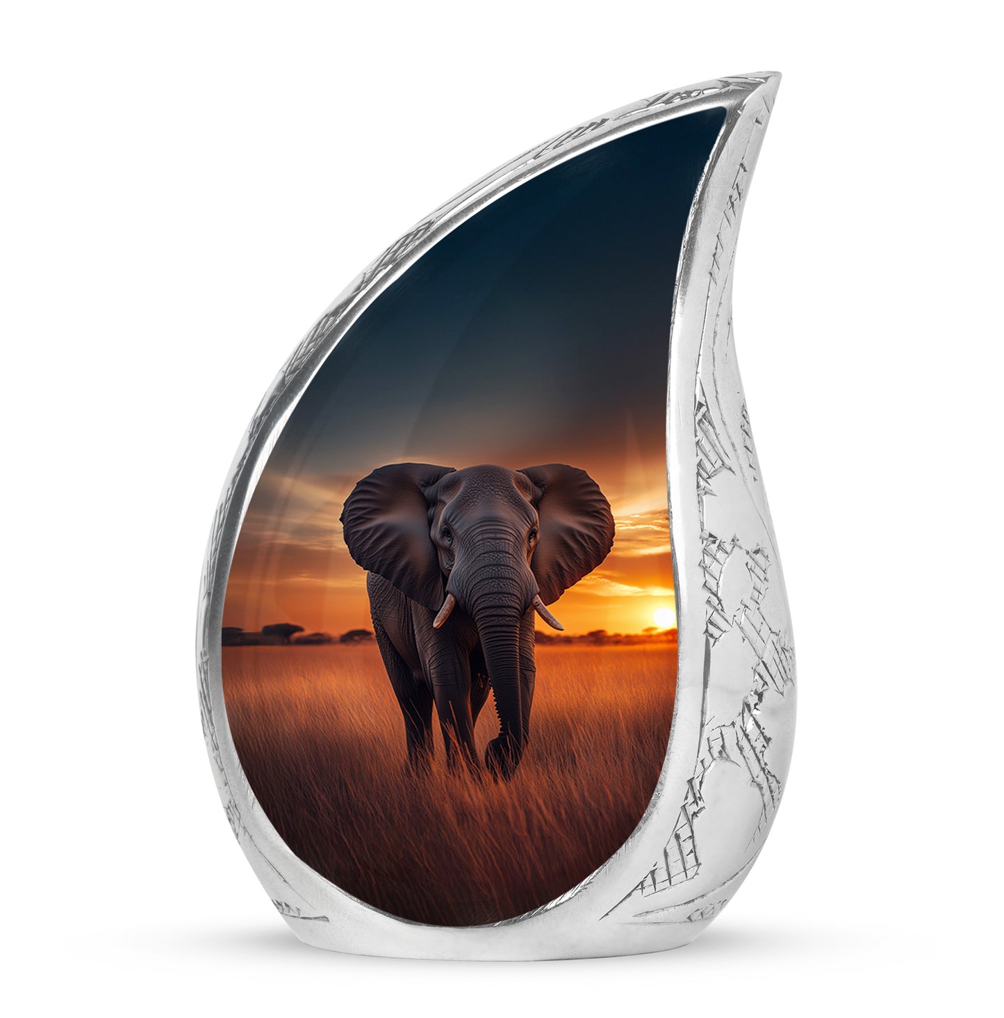 Graceful Blue Elephant Promise Urn for Human Ashes - 10-inch, 200 cu in - Yatskia