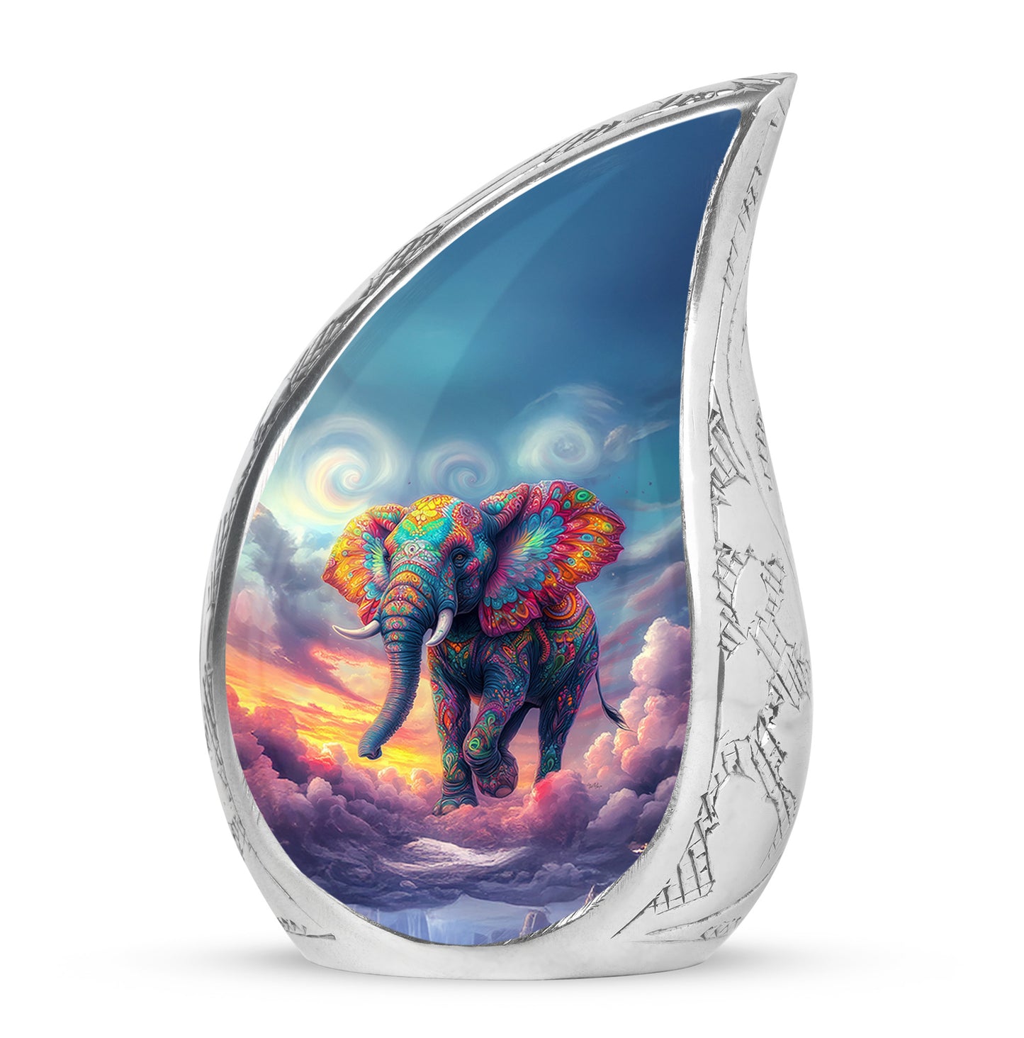 Personalized Elephant Cremation Urns - Eminent Blue 10-inch, 200 cu in - Yatskia
