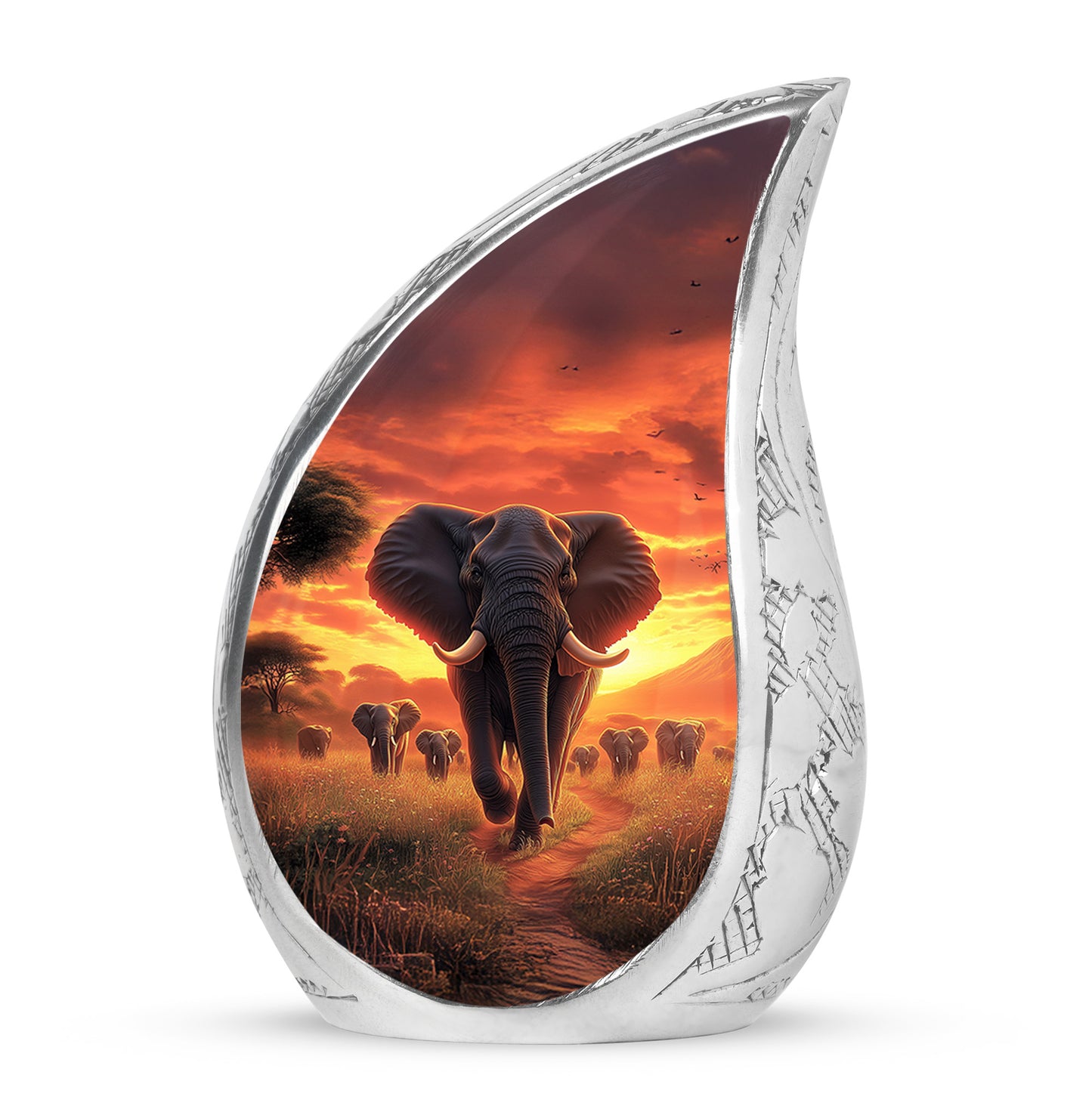 Harmonious Elephant Cremation Urns for Human Ashes - Red 10-inch - Yatskia