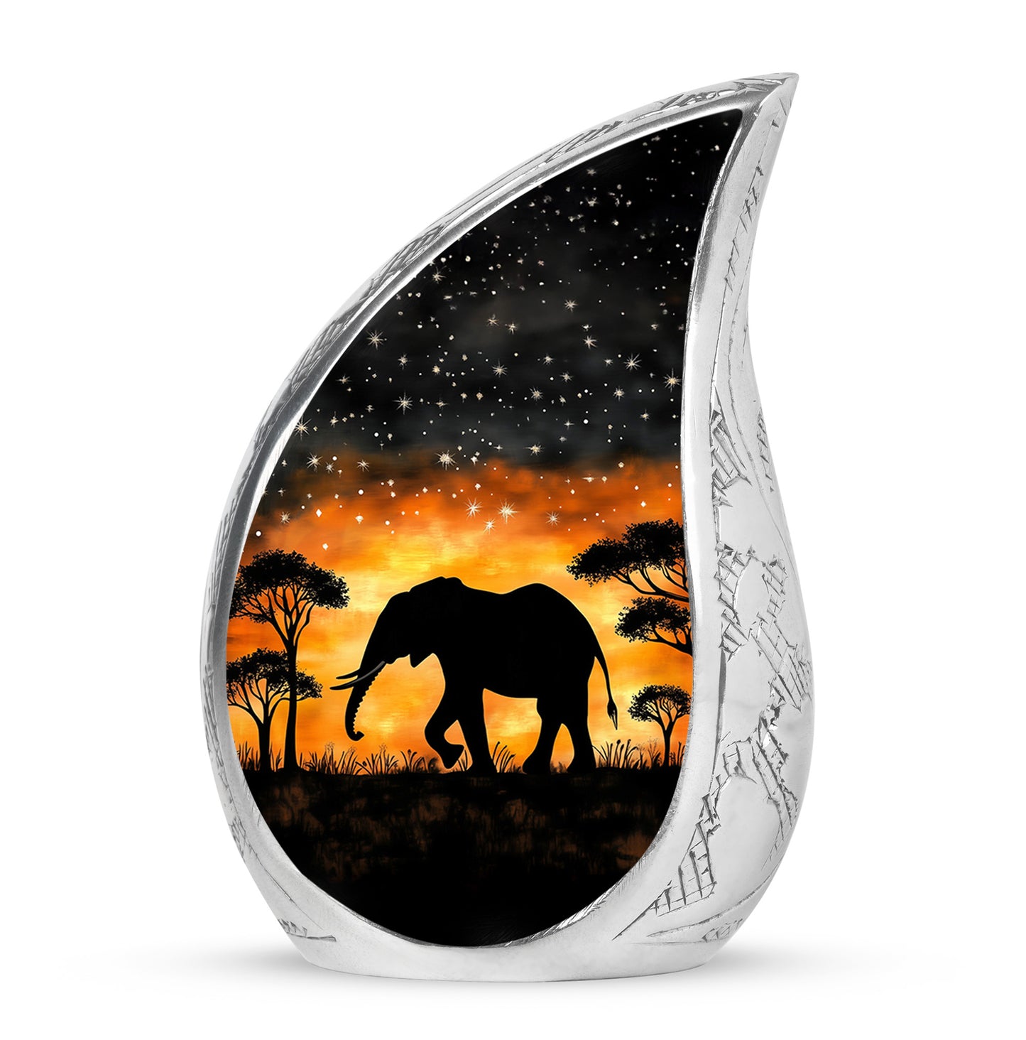 Personalized Black Sovereign Elephant Cremation Urns for Human Ashes - 10-inch, 200 cu in - Yatskia