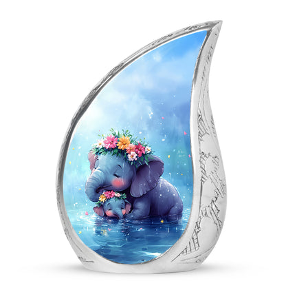 Blue Beloved Elephant Cremation Urns for Human Ashes - 10-inch, 200 cu in - Yatskia