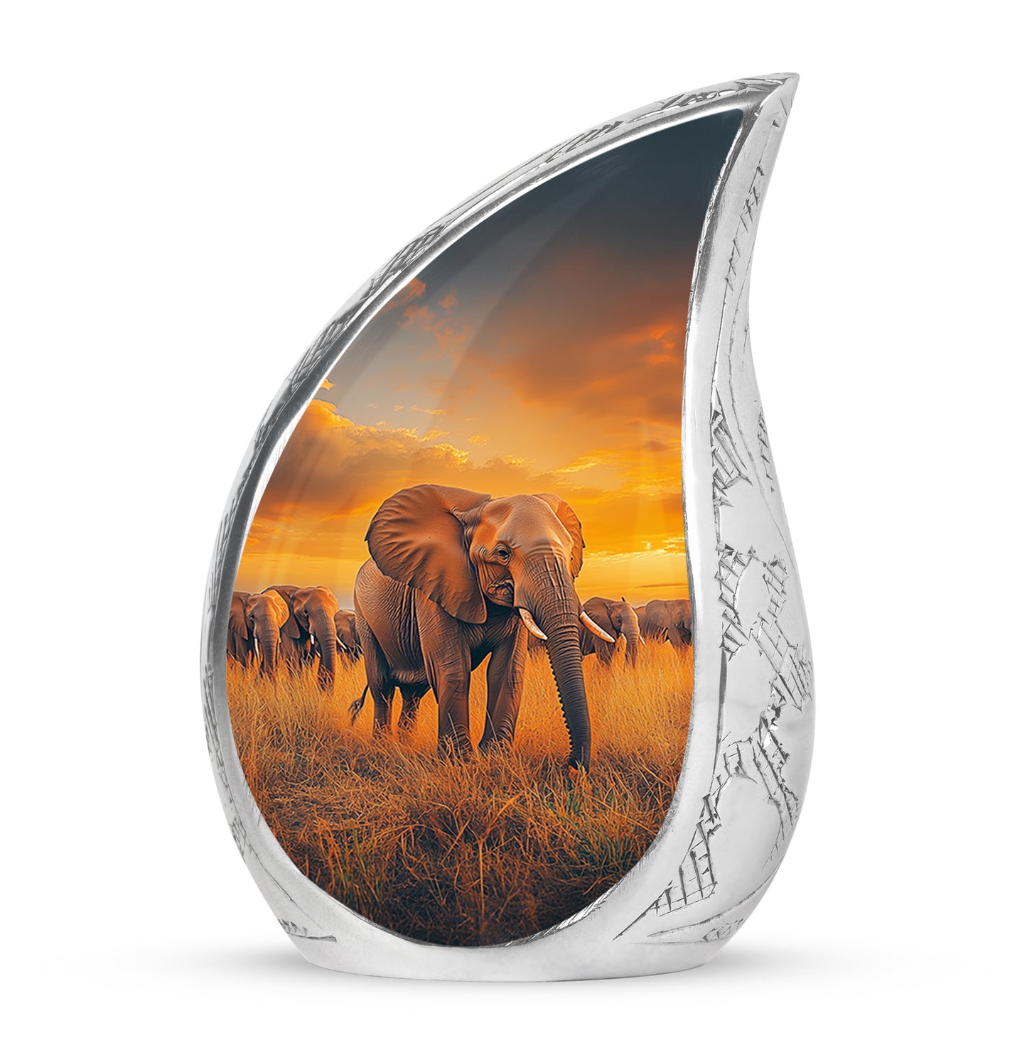 Personalized Blue Elephant Cremation Urns for Ashes - Peaceful 10-inch - Yatskia