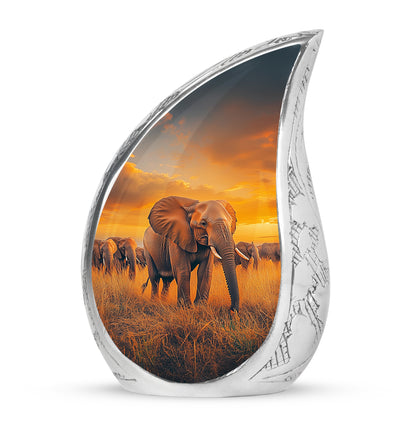Personalized Blue Elephant Cremation Urns for Ashes - Peaceful 10-inch - Yatskia