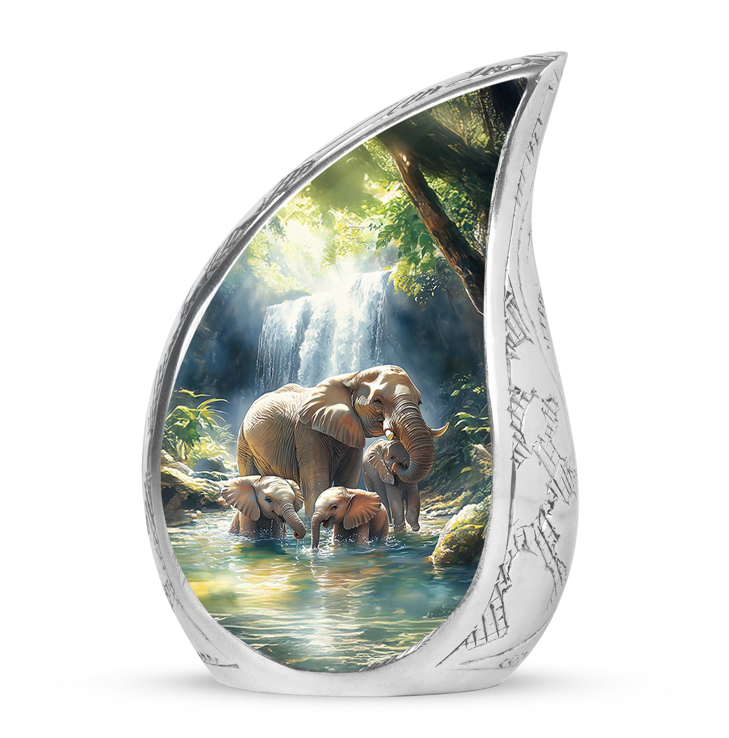 Blue Resounding Elephant Memorial Urn for Ashes - 10-inch, 200 cu in - Yatskia