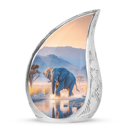 Remarkable Elephant Memorial Cremation Urns - Blue 10-inch, 200 cu in - Yatskia