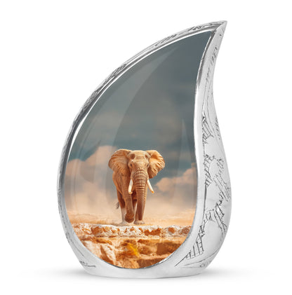 Personalized Elephant Cremation Urns - Eminent Teal 10-inch, 200 cu in - Yatskia