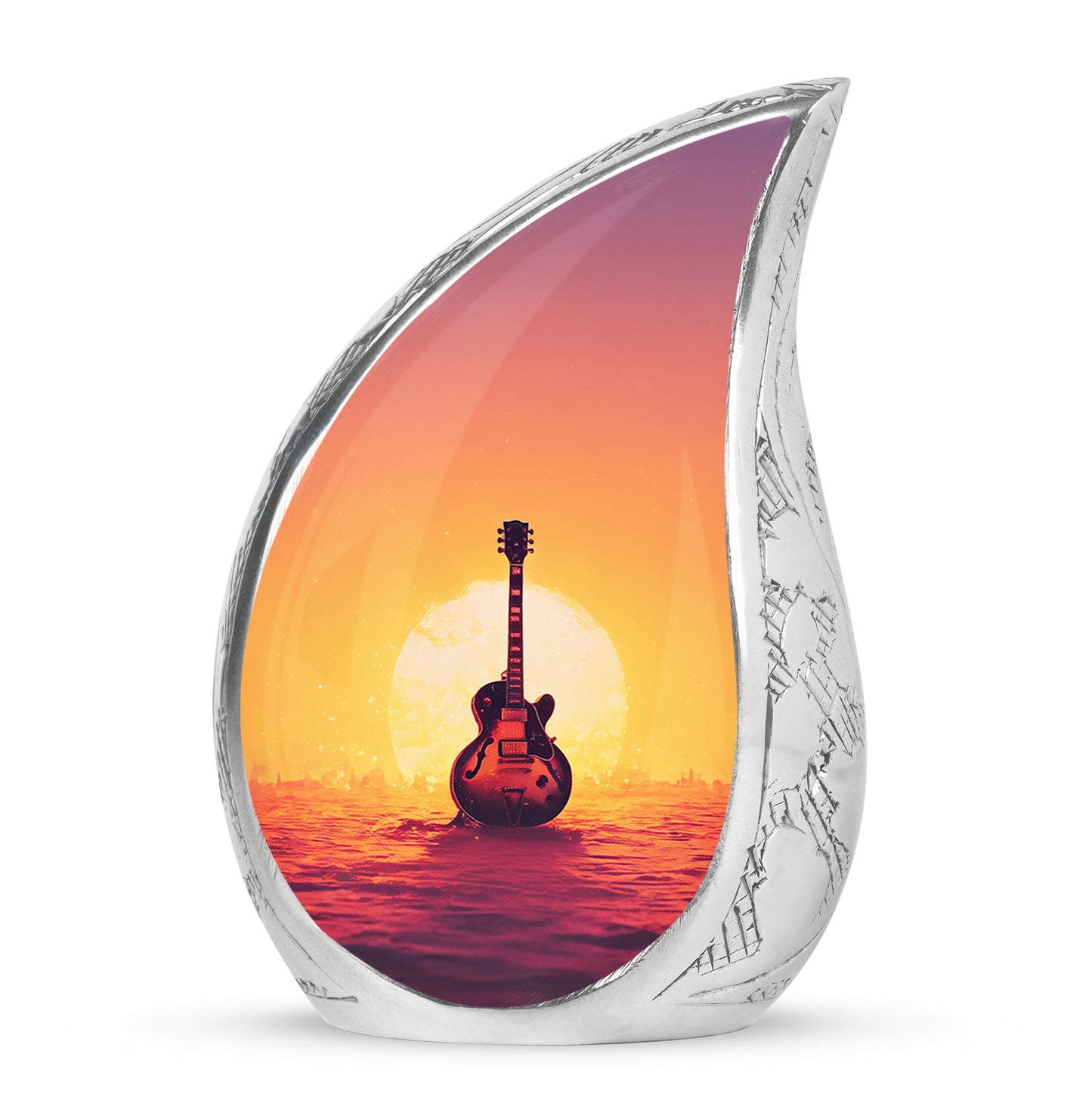 Red Sacred Guitar Cremation Urns for Human Ashes - 10-inch, 200 cu in - Yatskia