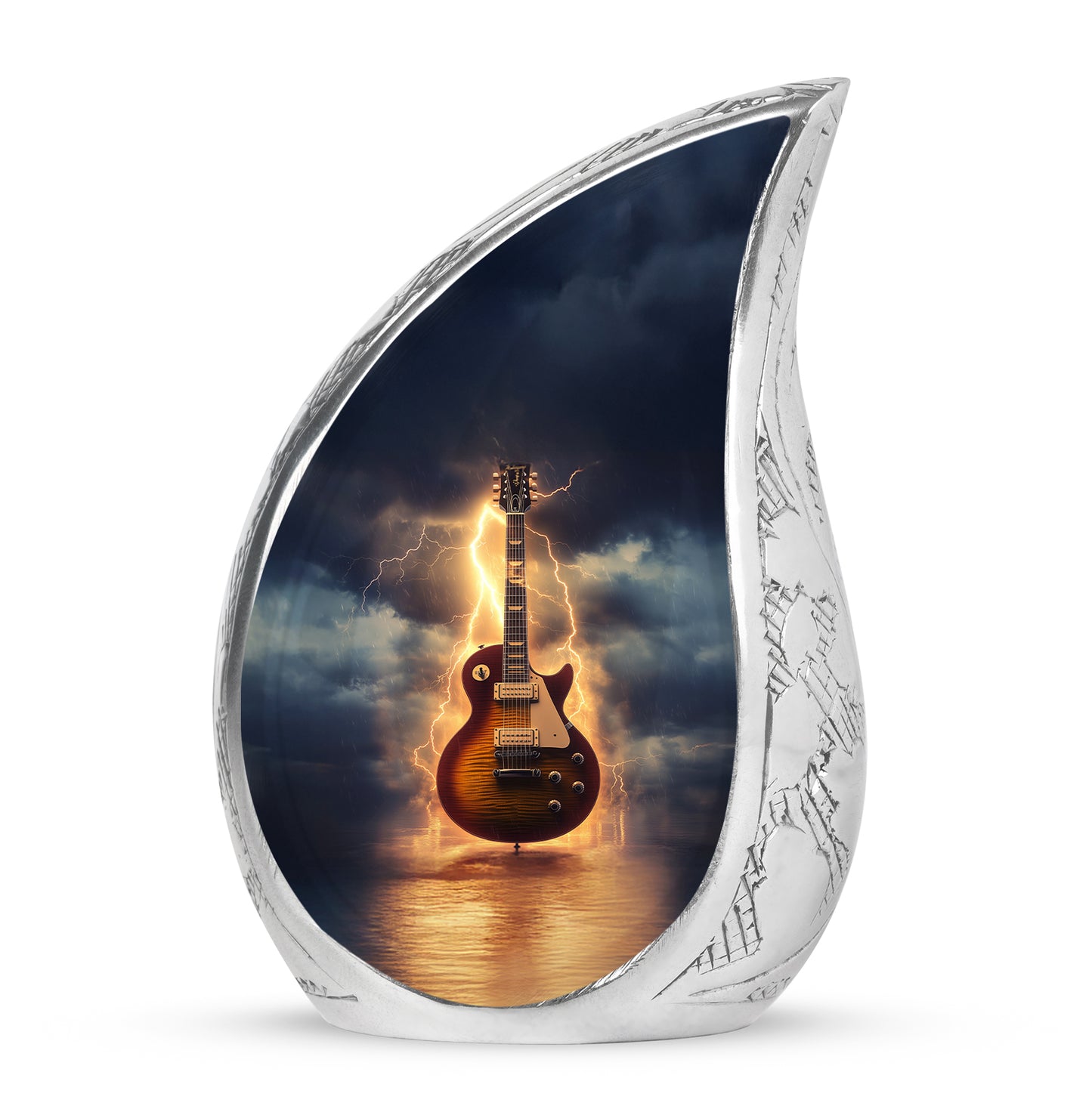 Inspiring Blue Guitar Testament Urn for Human Ashes - 10-inch, 200 cu in - Yatskia