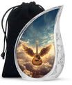 Guitar Cremation Urn for funeral  – Angel Wings Memorial Urn for Ashes