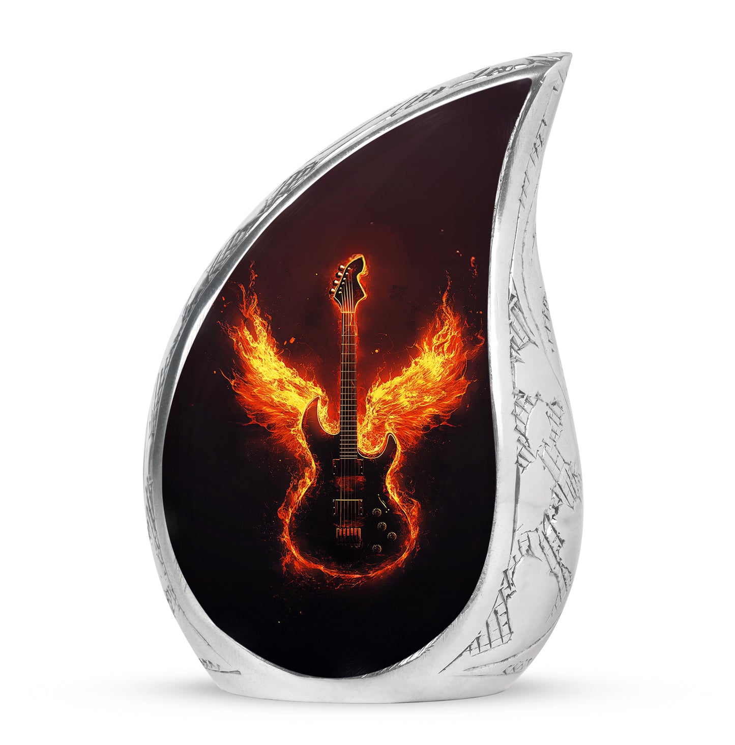 Personalized Seraphic Guitar Cremation Urns - Black 10-inch, 200 cu in - Yatskia