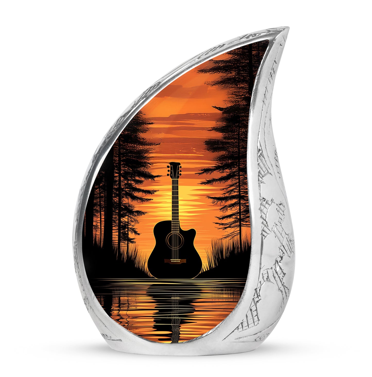 Harmonious Guitar Cremation Urns for Human Ashes - Black 10-inch - Yatskia