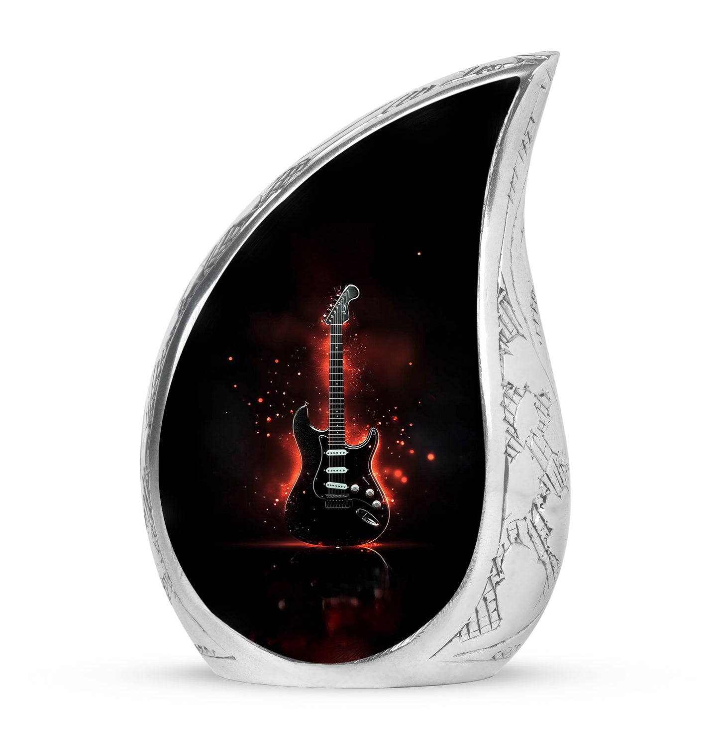 Black Treasured Guitar Cremation Urns for Human Ashes - 10-inch, 200 cu in - Yatskia